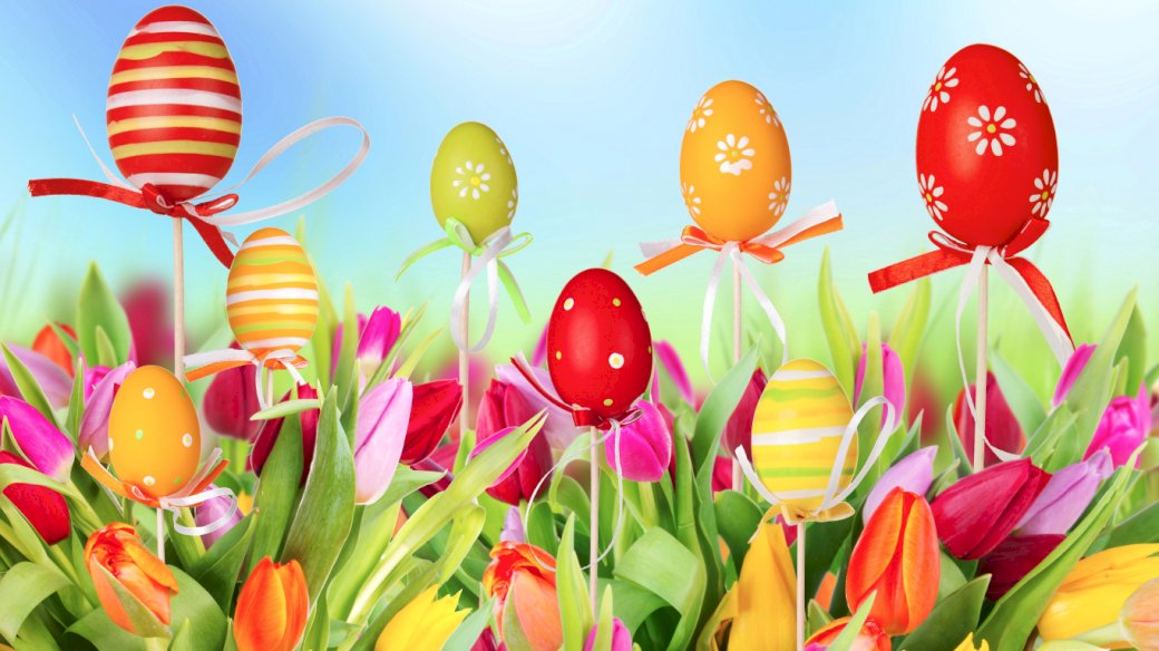 Kolorowe Pisanki,Tulipany puzzle online