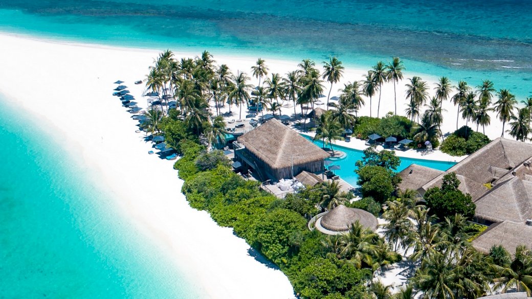 ocean, beach, island, maldives, palm, houses puzzle online
