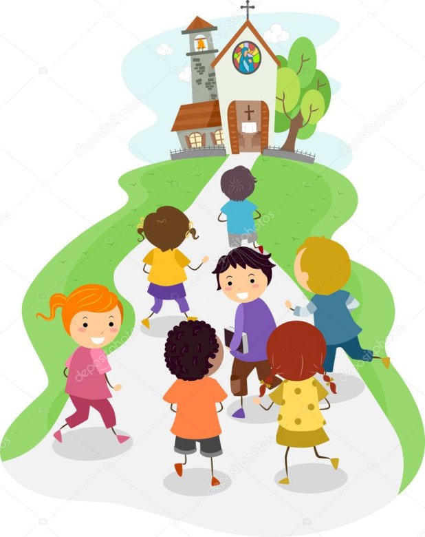 Dzieci idące do kościoła puzzle online