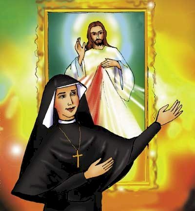 Siostra Faustyna  i obraz Jezusa Miłosiernego puzzle online