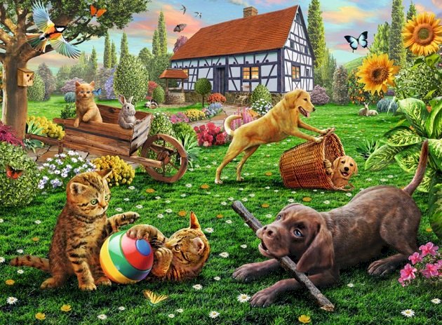 Zwierzęta w ogrodzie. puzzle online