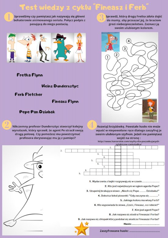 Test wiedzy "Fineasz i Ferb" puzzle online