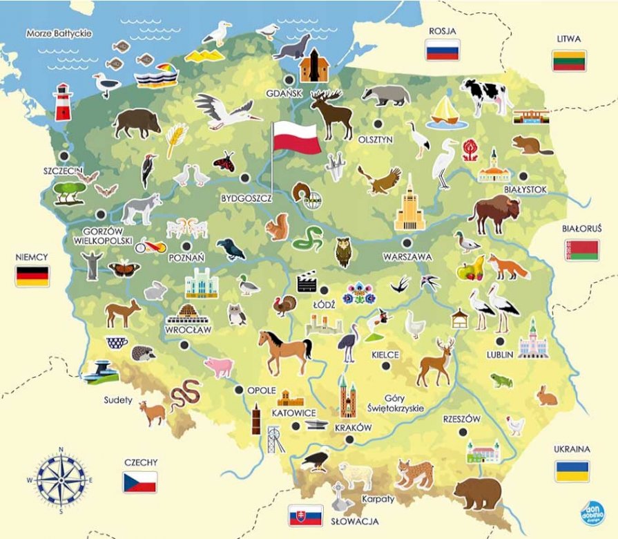 Mapa Polski kolorowa puzzle online
