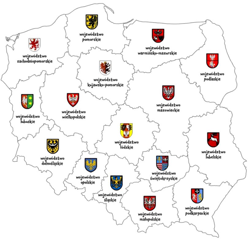 Polska - mapa województw puzzle online