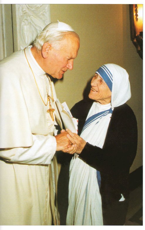 św. Jan Paweł II z matką Teresą z Kalkuty puzzle online