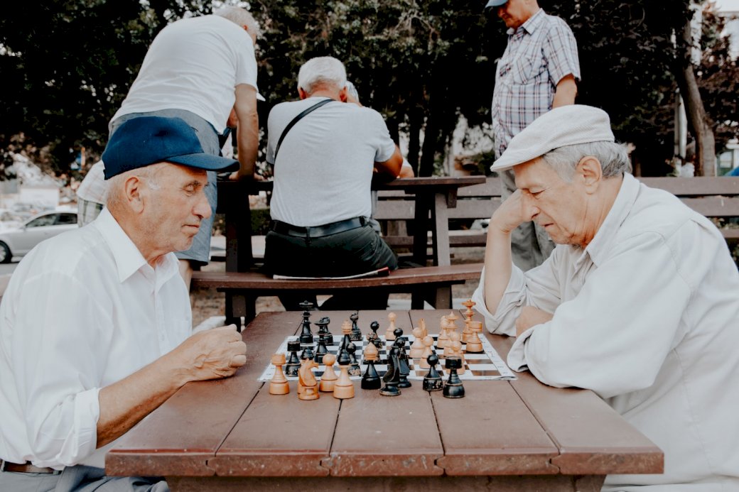 Two Men Playing Chess 130 Pieces Play Jigsaw Puzzle For Free At Puzzle Factory