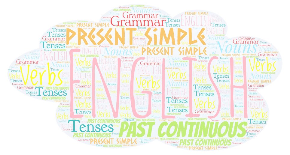 Inglês, tempos, passado contínuo, presente simples, quebra-cabeça