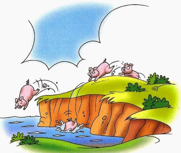 Cochons se jettent ds le lac puzzle