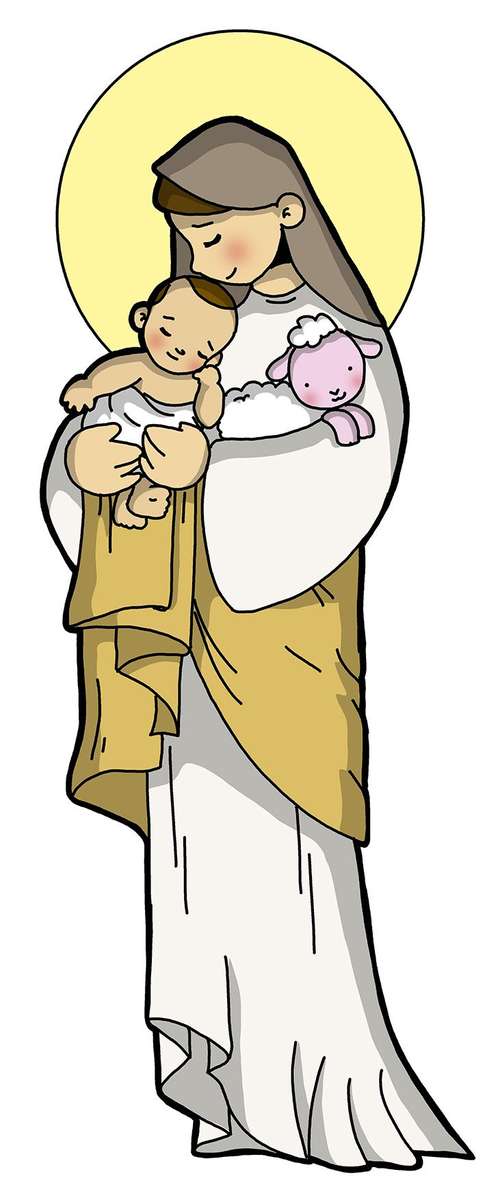 Maryja z Jezusem i owieczką, puzzle online