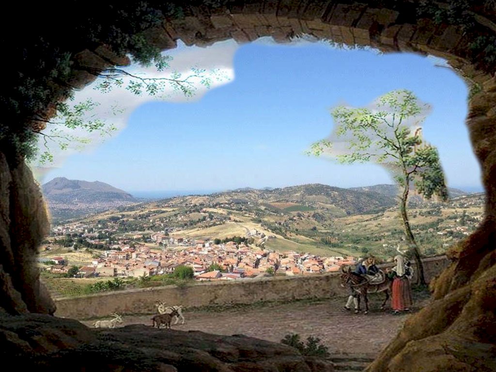 Panorama Bolognetta widziana z północnego wschodu z górą puzzle online