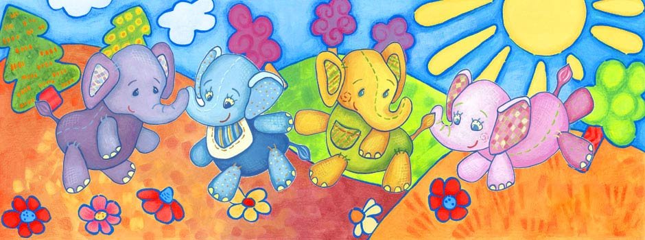 Kolorowe słoniki puzzle online