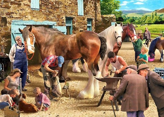 Podkuwanie koni u kowala. puzzle online