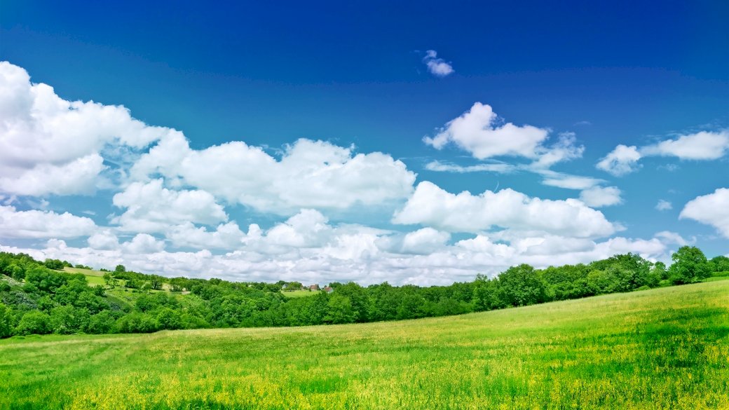 greens_meadow_trees_clouds puzzle online