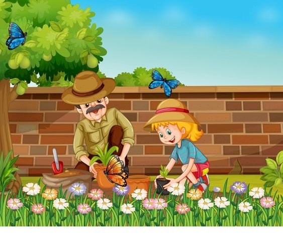 Puzzle na ogród warzywny z dziadkiem i wnuczką puzzle online