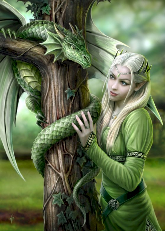Dragon autorstwa Anne Stokes puzzle online