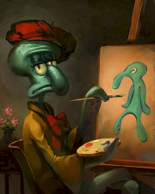 Squidward the artist puzzle online