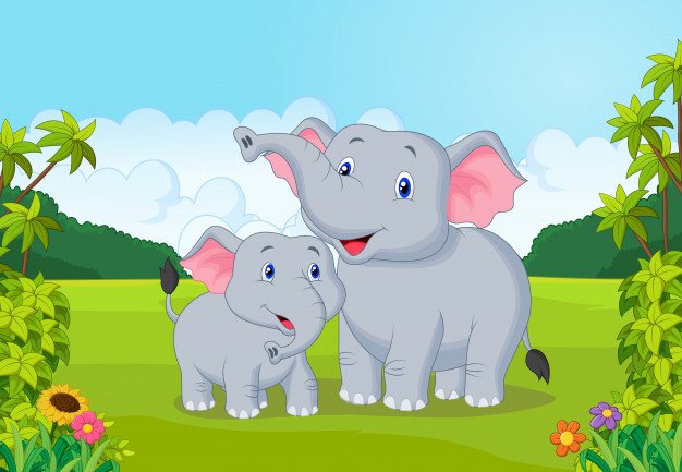 Słonica i słonik puzzle online
