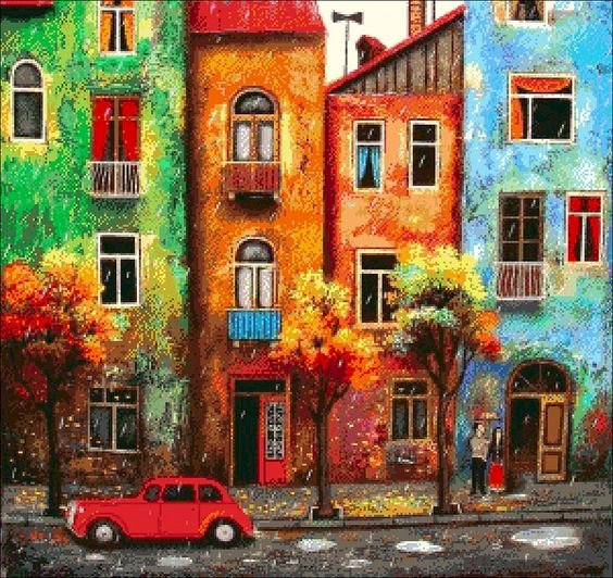 Kolorowe domy puzzle online