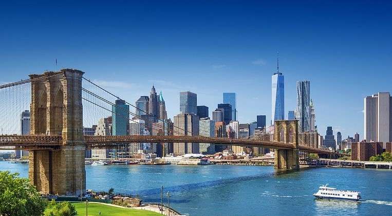 Brooklyn Bridge Nad Rzeką ,Manhattan puzzle online
