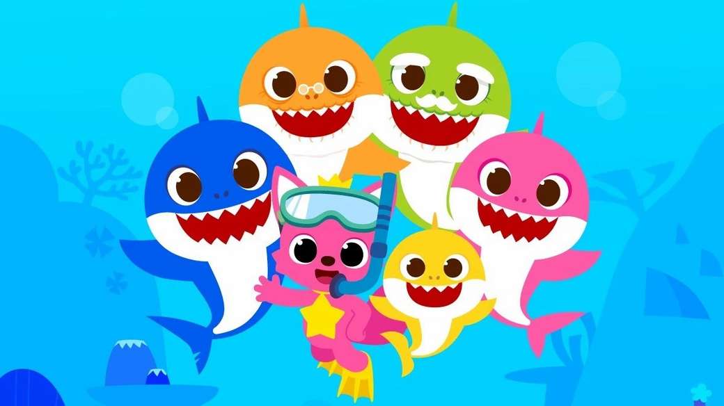 Baby shark z rodziną puzzle online