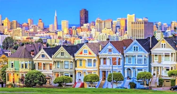 Domki Kolorowe I Drapacze Chmur, San Francisco puzzle online