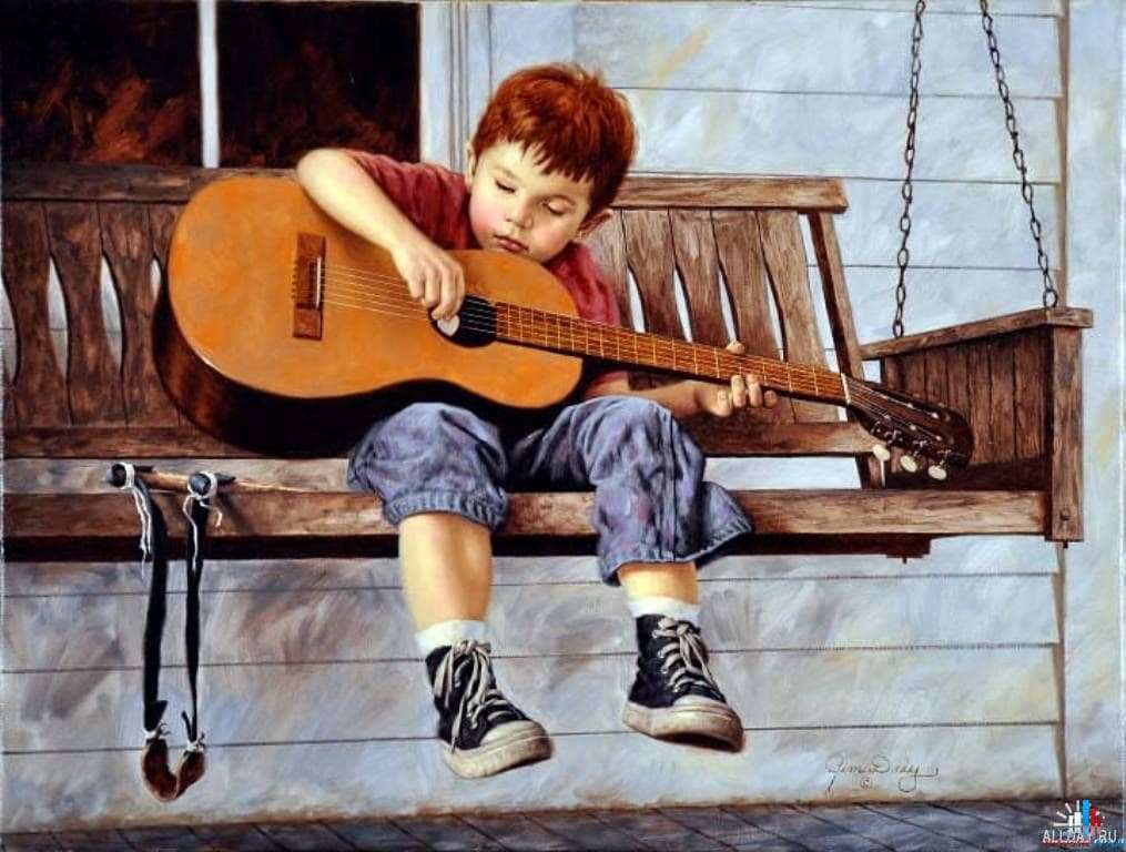 Chłopiec z gitarą puzzle online