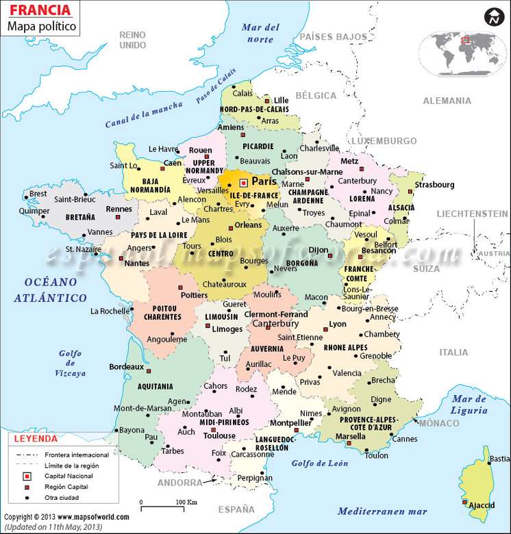 Mapa podziału francuskiego puzzle online