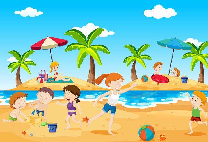 Dzieci na wakacjach nad wodą puzzle online