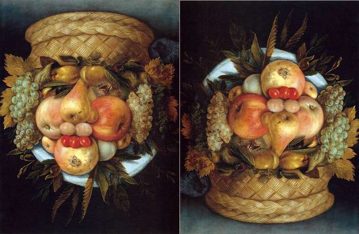 Odwracalny portret owoców puzzle online