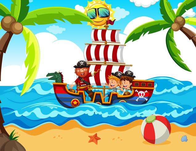 podróż piratów do morza łodzią puzzle online