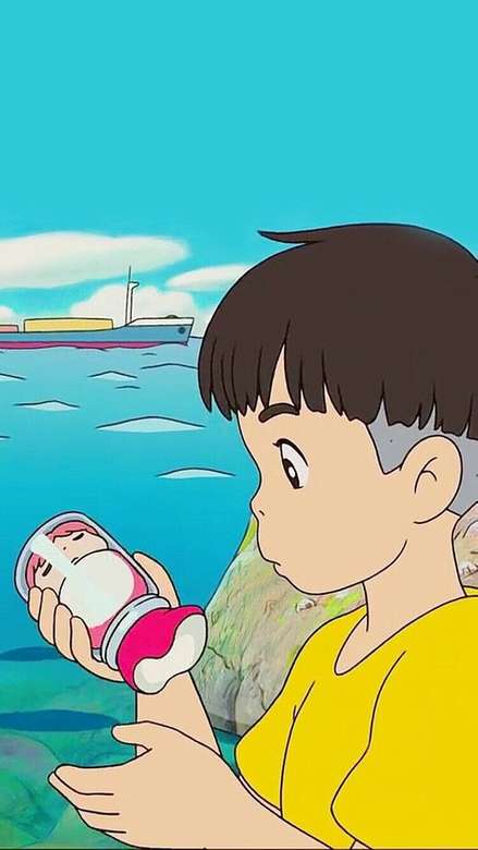 Ponyo i Sosuke. Studio Ghibli puzzle online