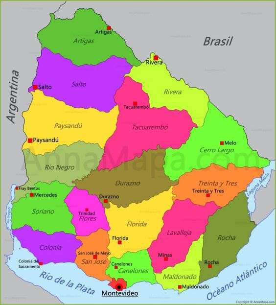 Mapa Urugwaju puzzle online