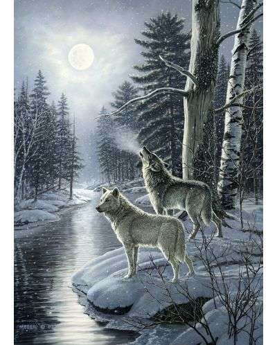 wilki w świetle księżyca puzzle online