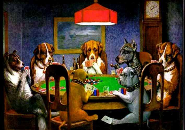 Psy grające w pokera puzzle online