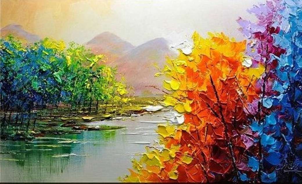 Malowanie kolorowych drzew puzzle online