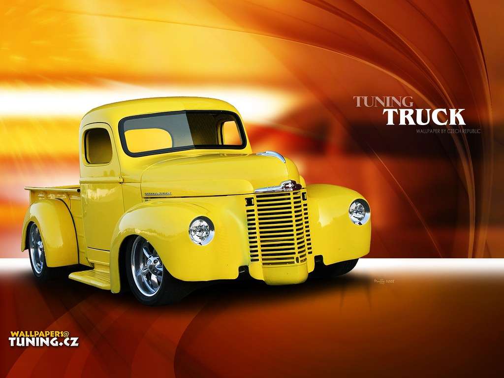 Hot rod - żółta ciężarówka puzzle online