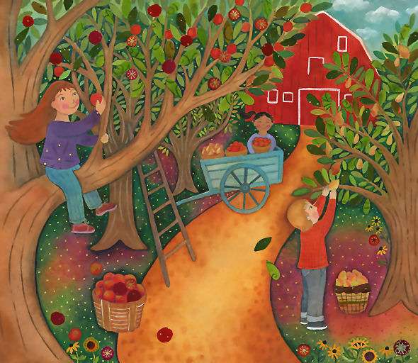 Zbieranie słodkich jabłek puzzle online