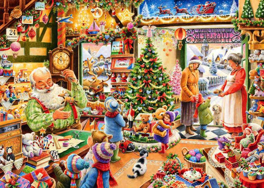 Święty Mikołaj w sklepie z zabawkami puzzle online
