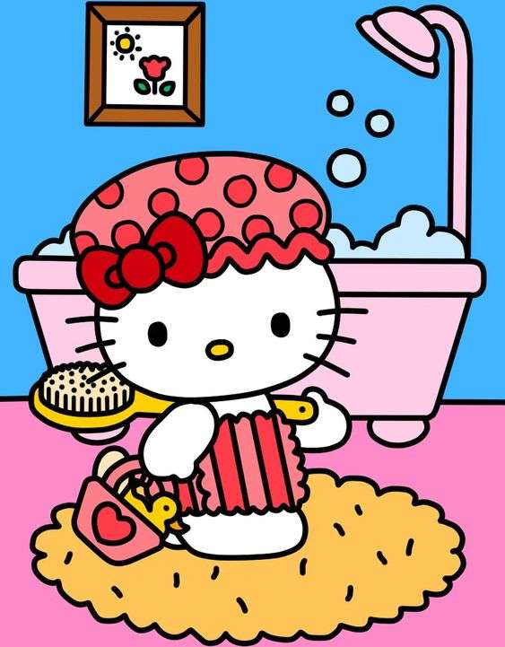 Hello Kitty idź do łazienki puzzle online