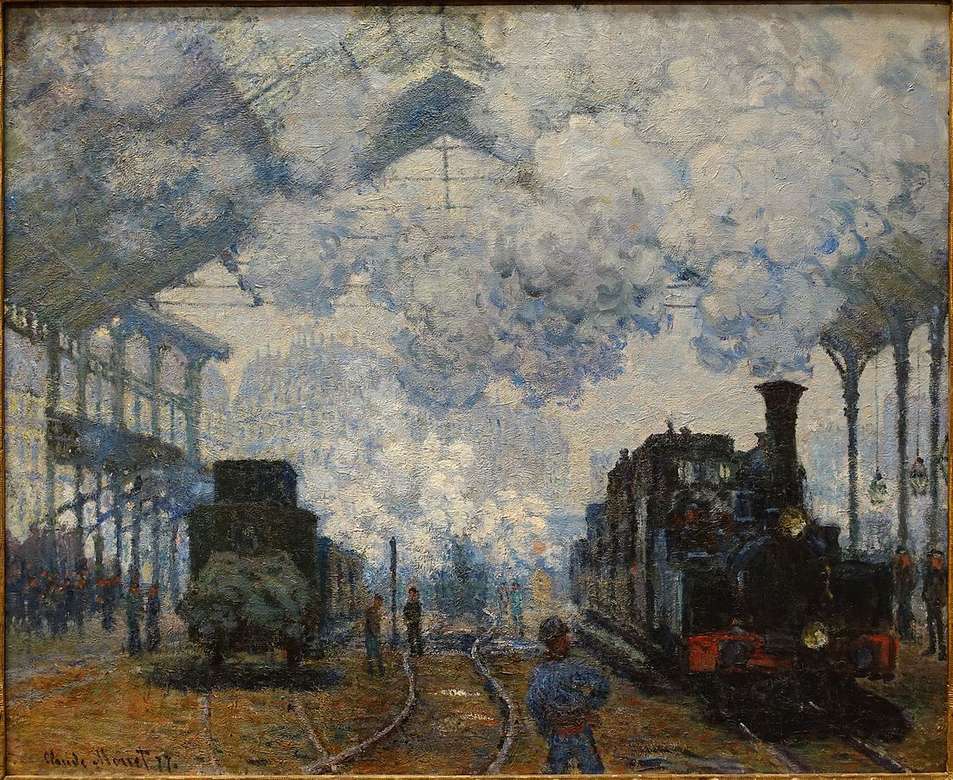 Gare Saint-Lazare: przyjazd pociągu, 1877 puzzle online