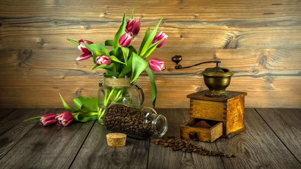 Kawa i kwiaty puzzle online