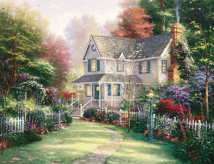Dom -Ogród - Malowanie puzzle online