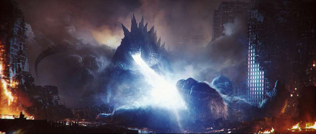 Godzilla używa Atomic Breath On Kong puzzle online