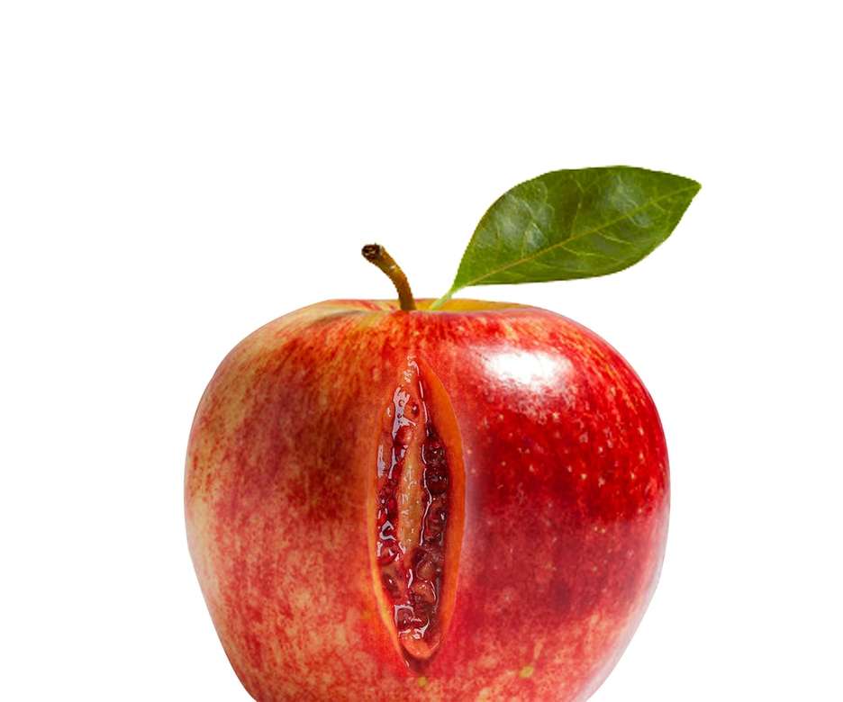 czerwone jabłko z seksownym otwarciem puzzle online