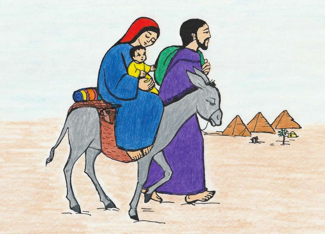 Dla dzieci: Święta Rodzina ucieka do Egiptu puzzle online