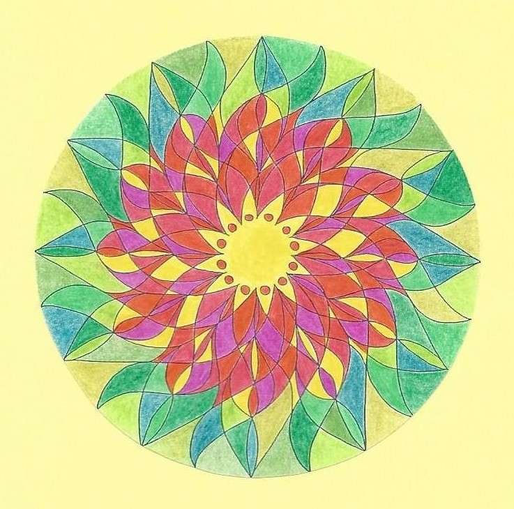 Mandala pozostawia okrągły taniec wielobarwny 2 puzzle online