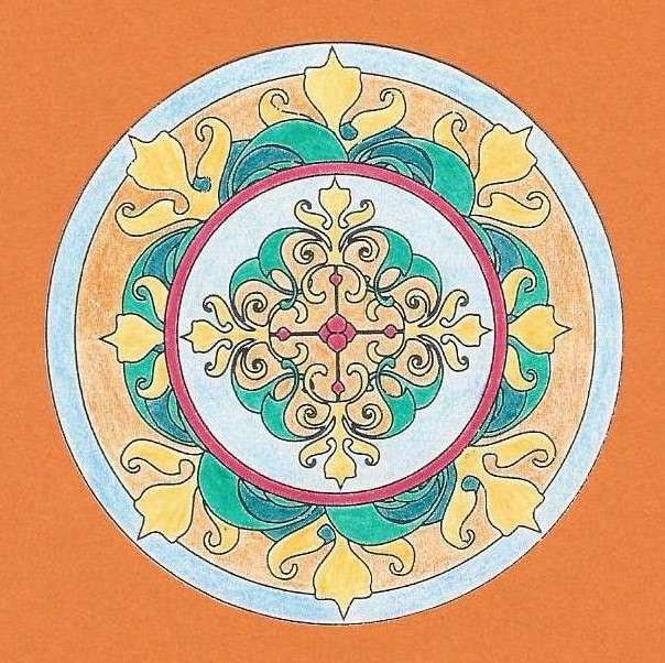 Mandala lilia krzyż i wieniec lilii puzzle online