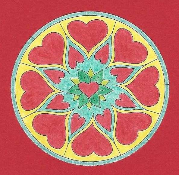 Mandala koło serca puzzle online