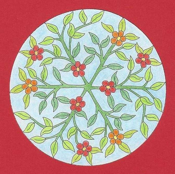 Mandala kwiat ogrodowy pomarańczowy czerwony puzzle online