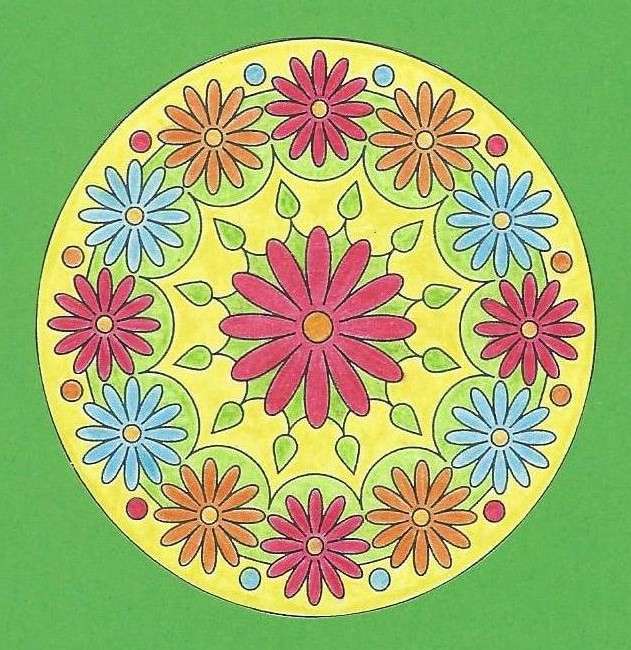 Mandala kolorowy kwiat okrągły taniec puzzle online